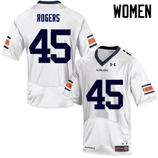 Women's Auburn Tigers #45 Jacob Rogers White College Stitched Football Jersey